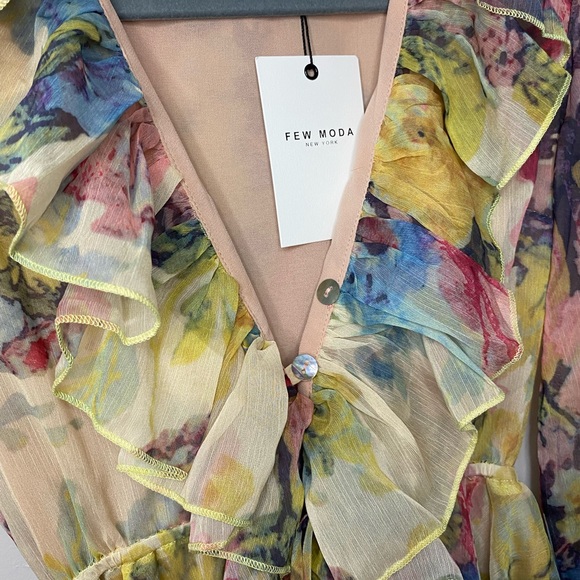 FEW MODA Floral Charla Side Zip long Sleeve Dress - Picture 13 of 13